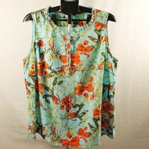 Carolina Belle Women's 1X  Sleeveless, Light Blue, Red, Yellow, Green, White